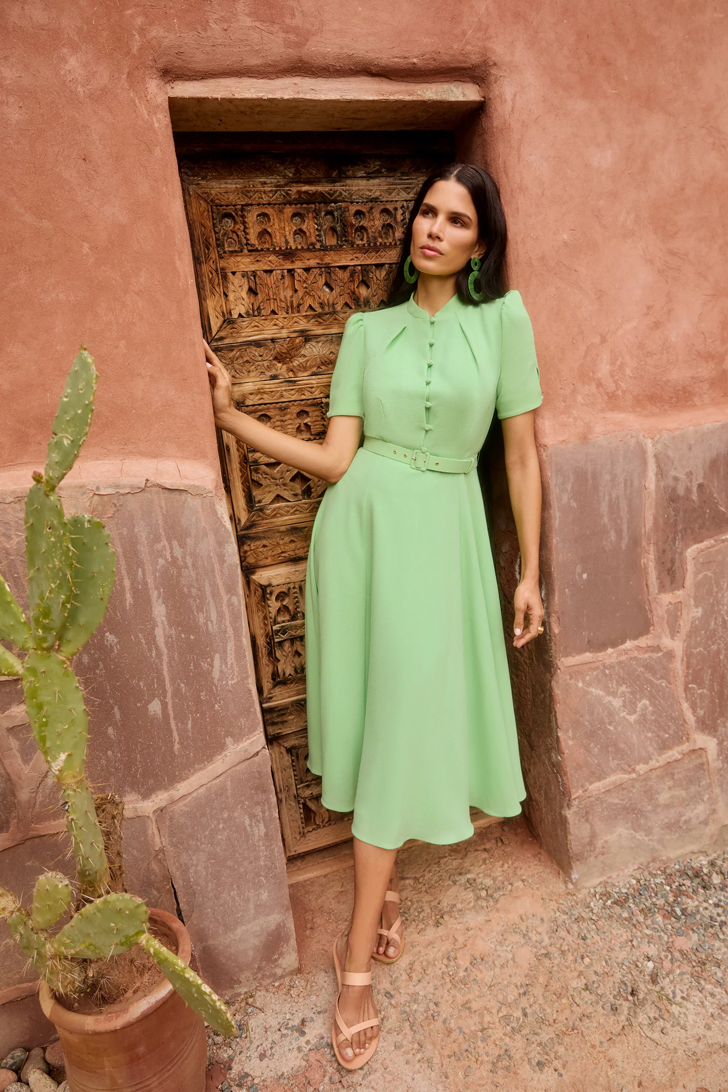 Ahana Apple Green Short Sleeve Dress - Image 4