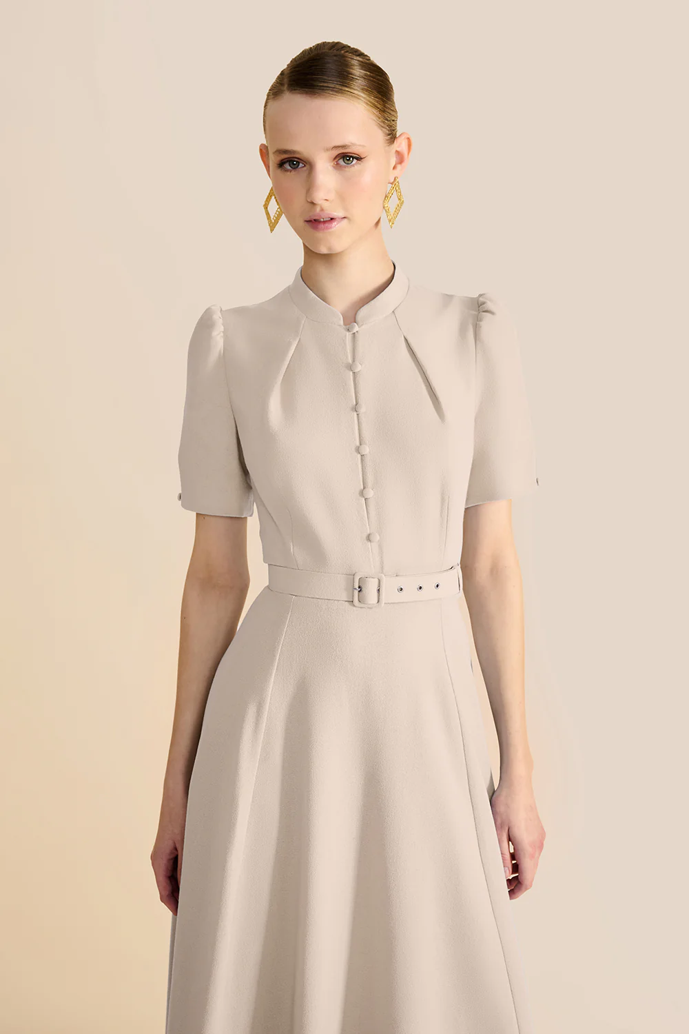 Ahana Beige Short Sleeve Dress - Image 3