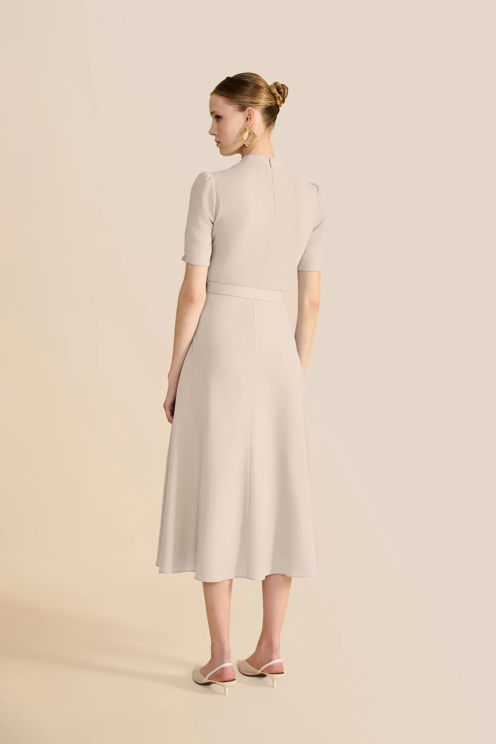Ahana Beige Short Sleeve Dress - Image 4