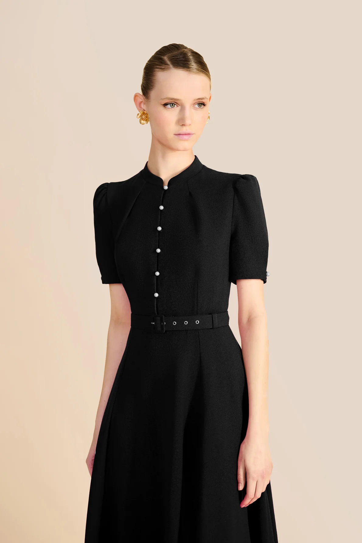 Ahana Black Short Sleeve Dress - Image 4