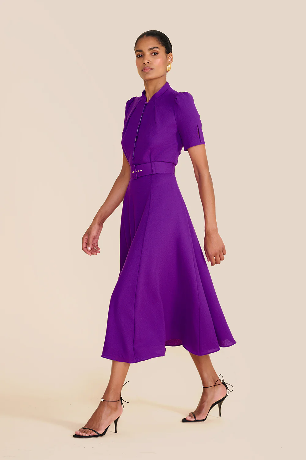 Ahana Bright Purple Short Sleeve Dress - Image 3