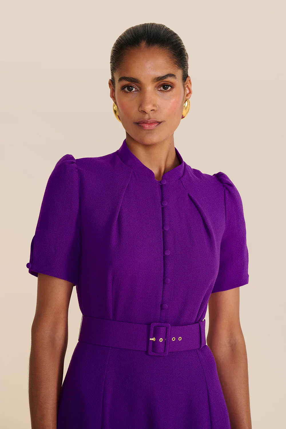 Ahana Bright Purple Short Sleeve Dress - Image 4