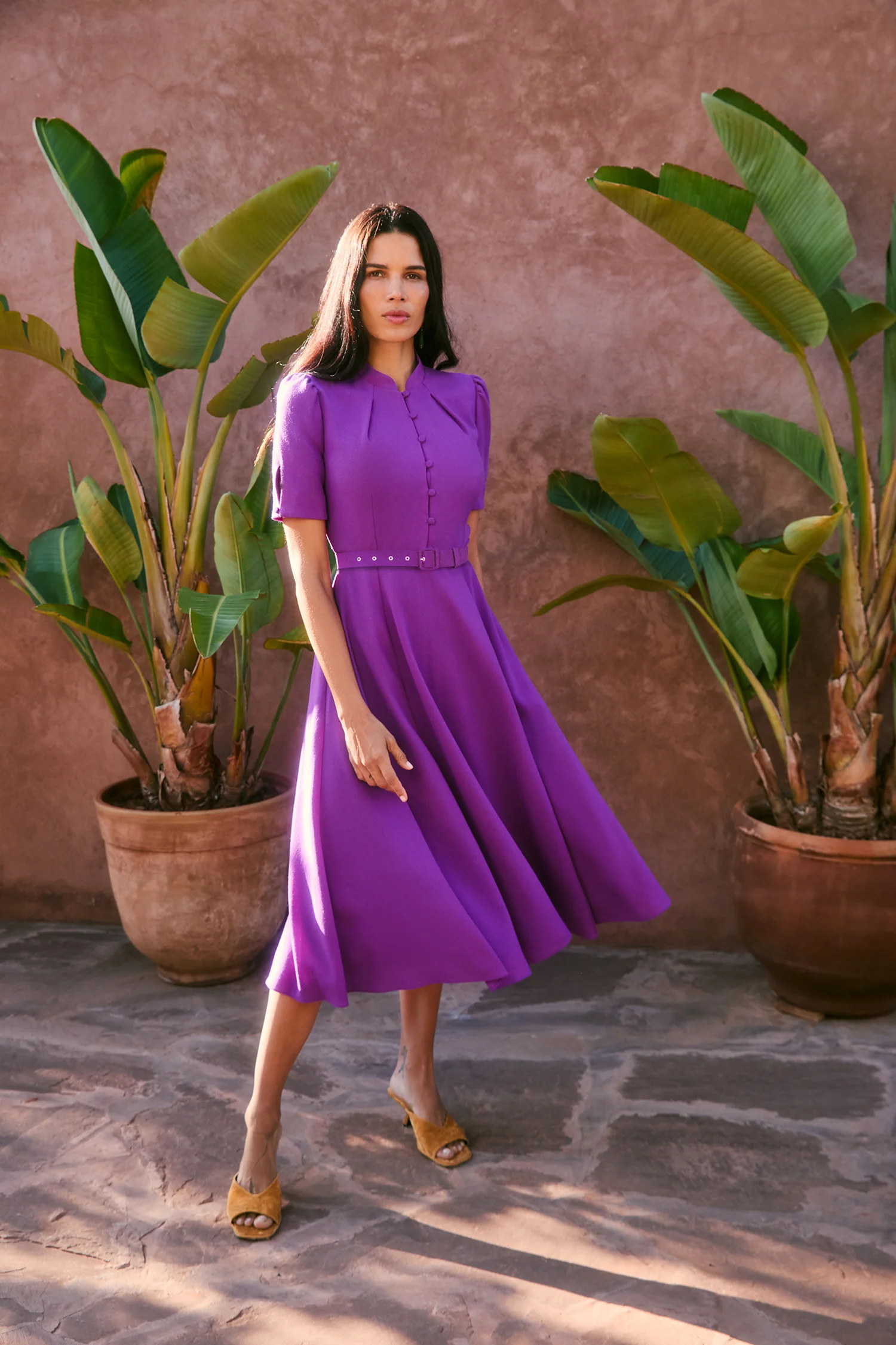 Ahana Bright Purple Short Sleeve Dress - Image 6