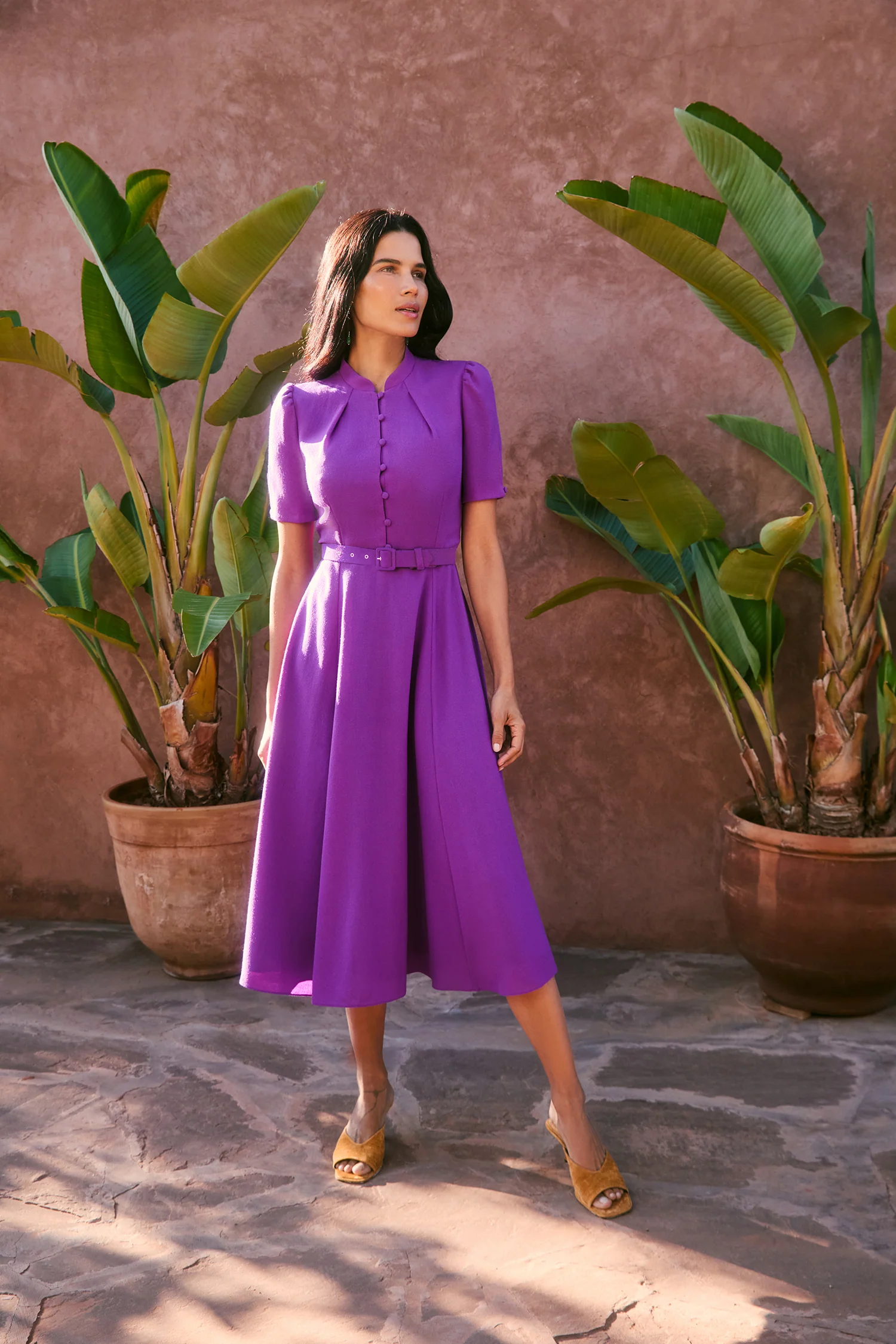 Ahana Bright Purple Short Sleeve Dress - Image 7