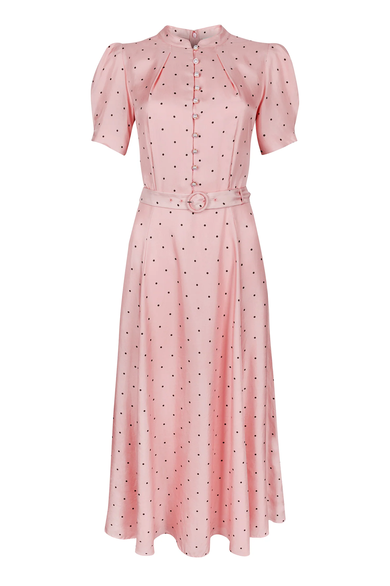 Ahana Pink & Navy Polka Dot Dress - Image 8