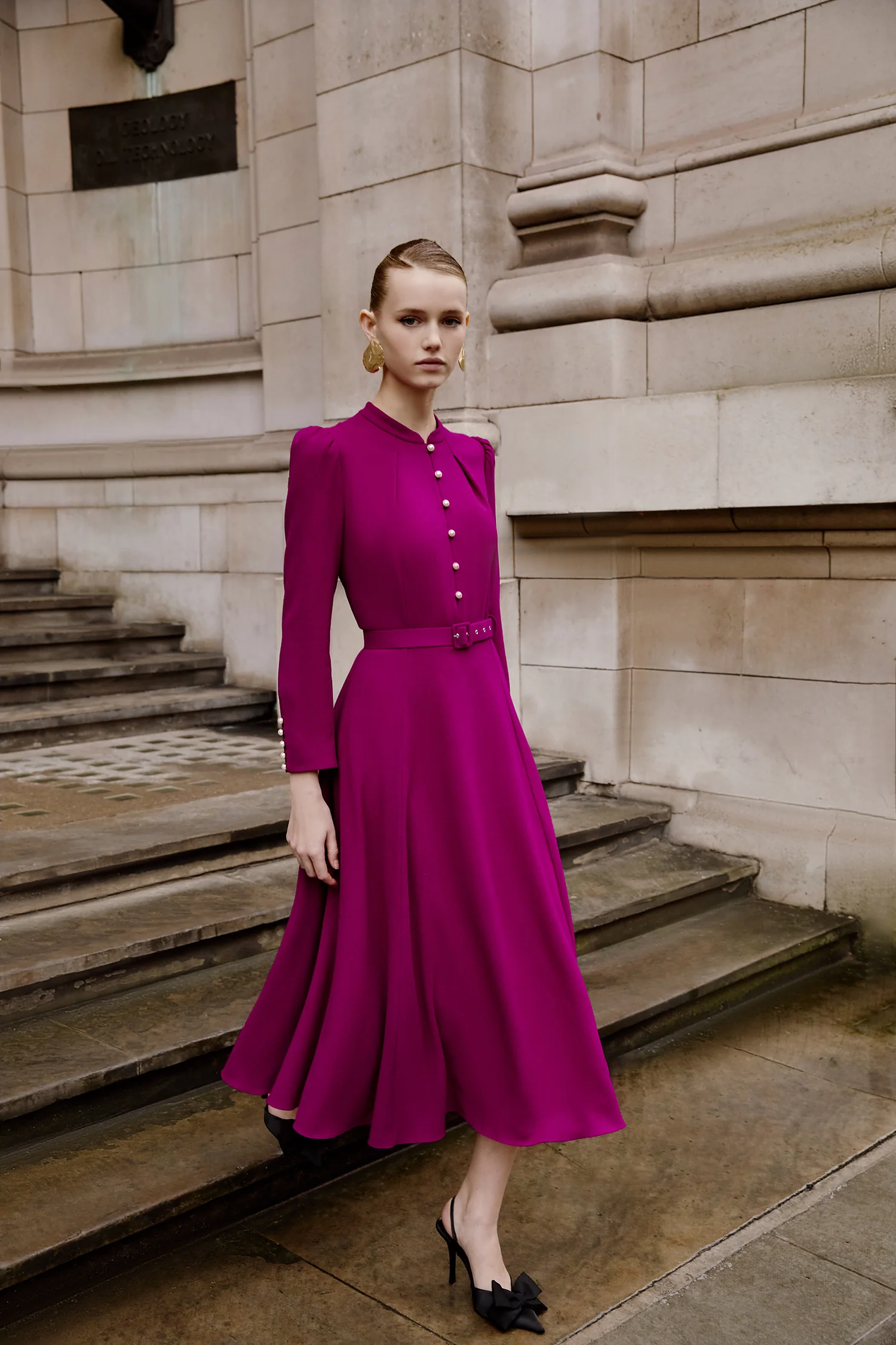 Ahana Purple Long Sleeve Dress - Image 4