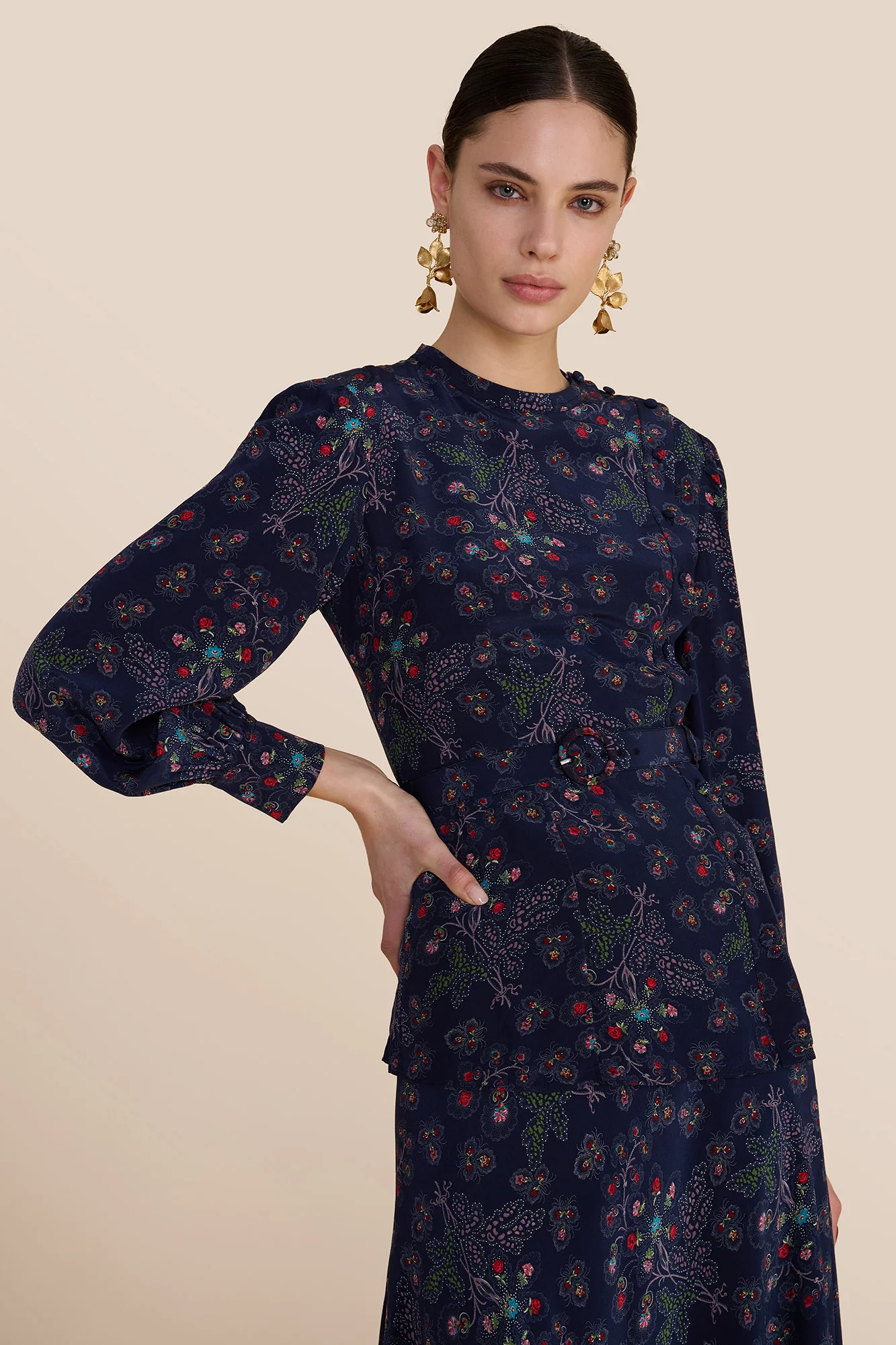 Andrea Navy Heart Blouse - Image 3