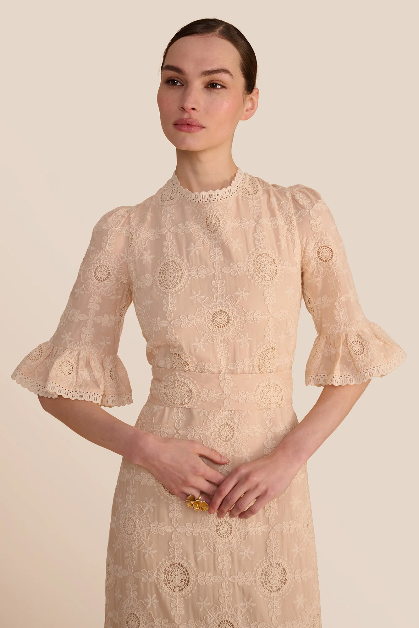 Aster Mocha Embroidered Dress - Image 6