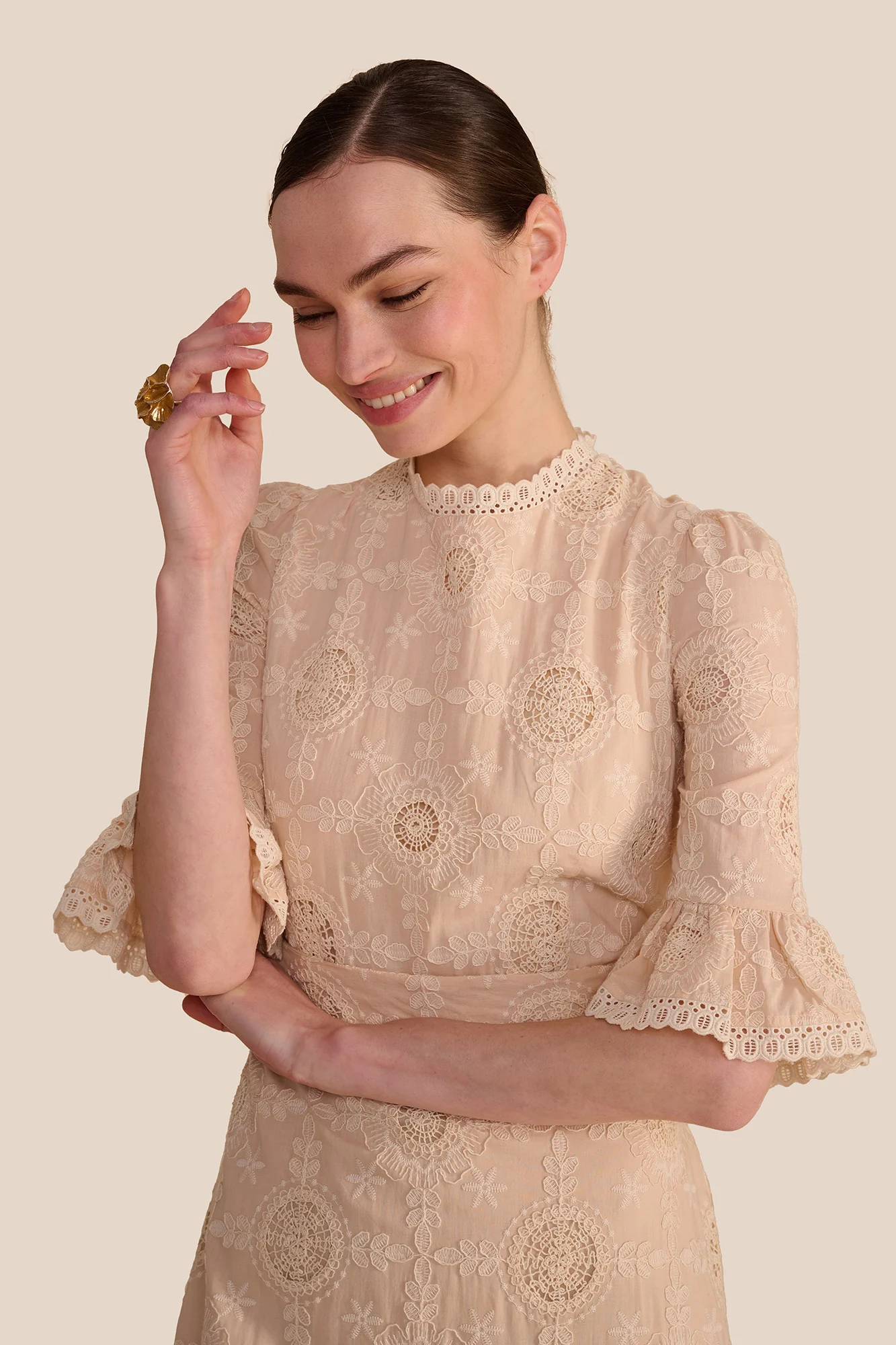 Aster Mocha Embroidered Dress - Image 7
