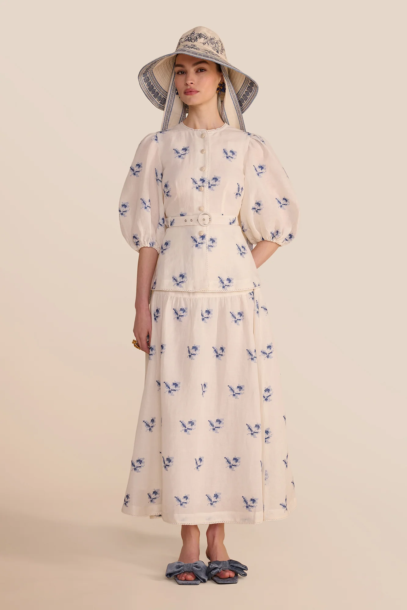 Astra White Hatch Rose Skirt - Image 5