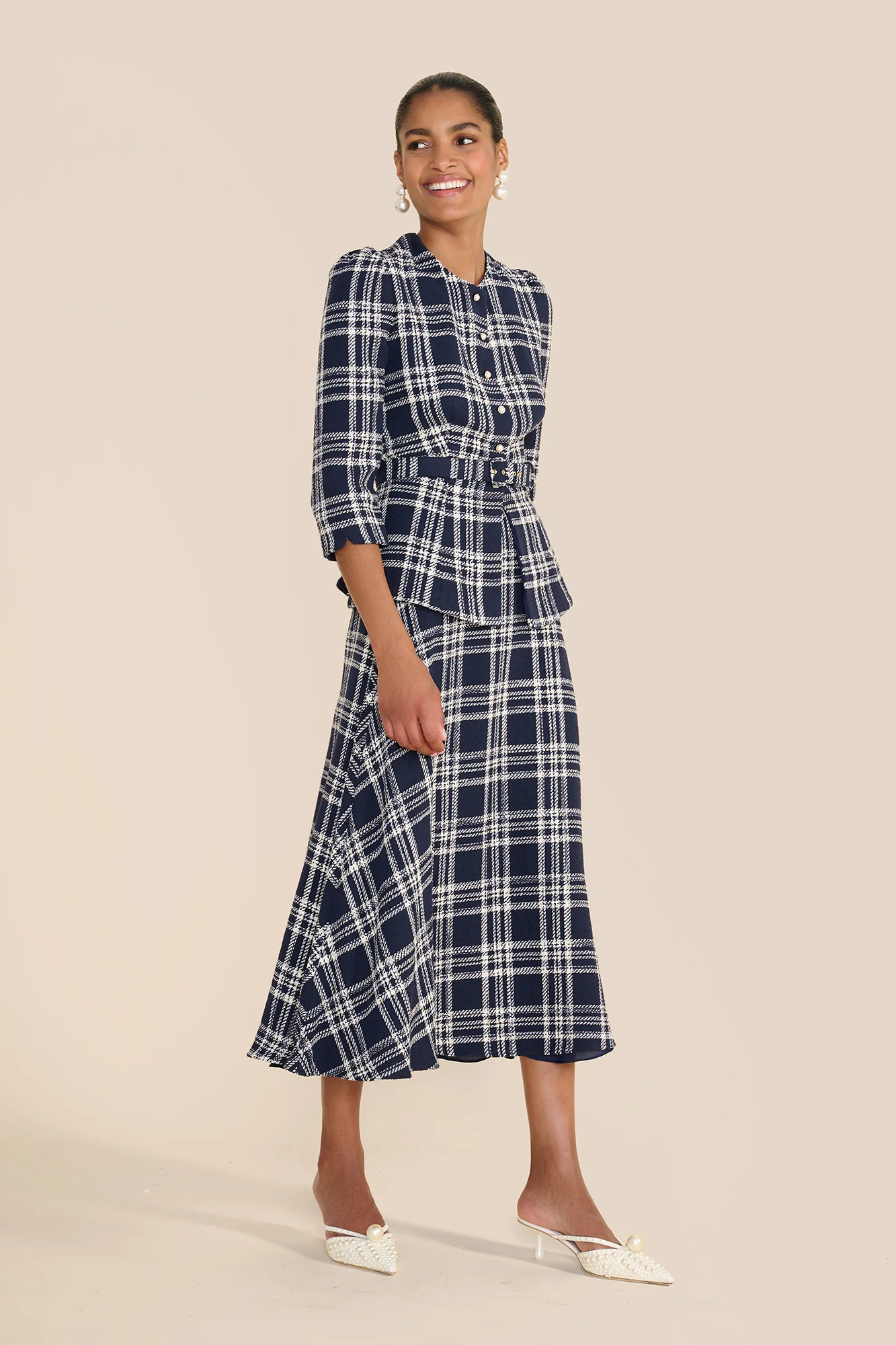 Bethany Navy & White Check Blouse - Image 4