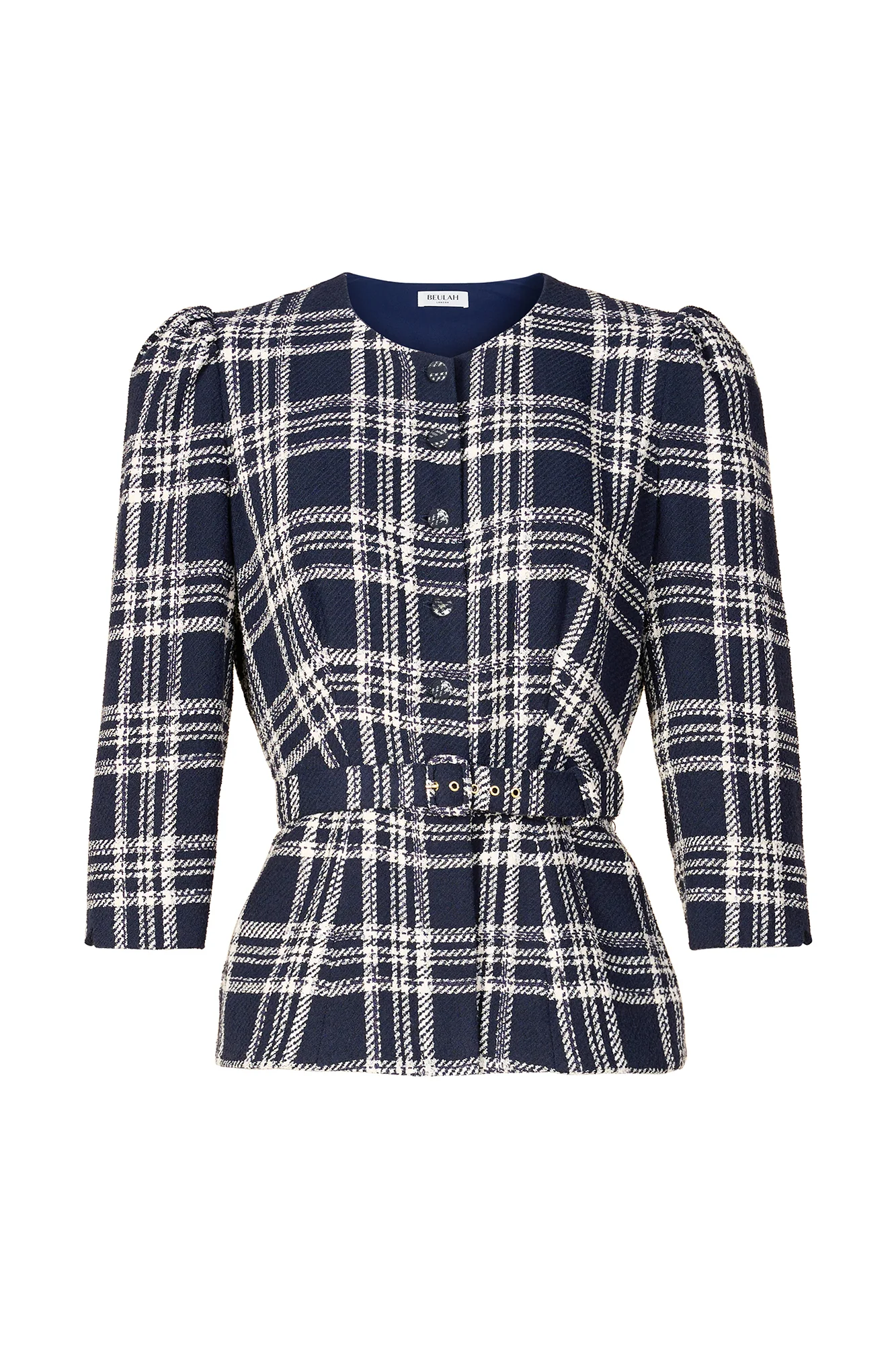 Bethany Navy & White Check Blouse - Image 6