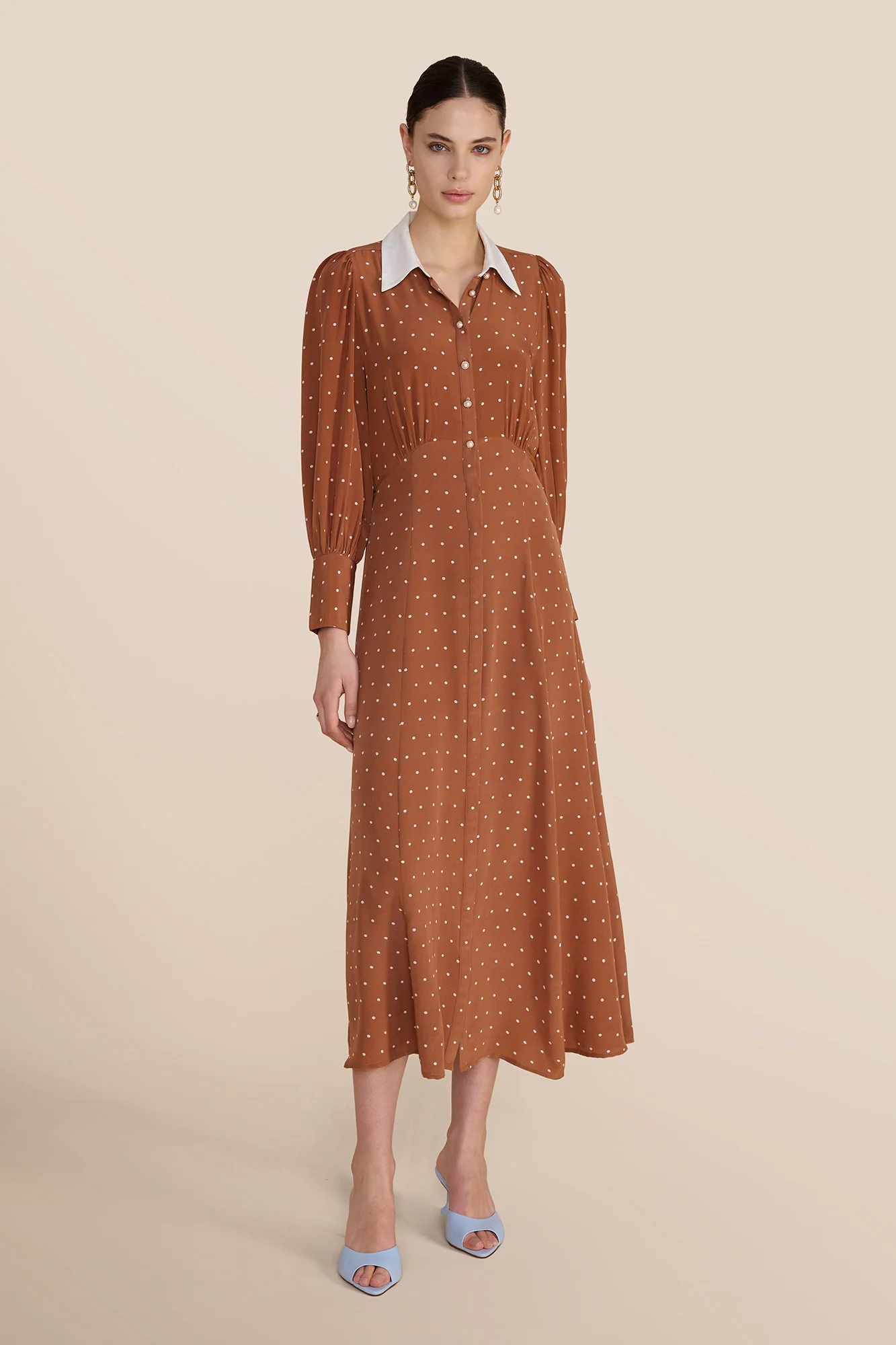 Calla Tan Polka Dot Dress - Image 4