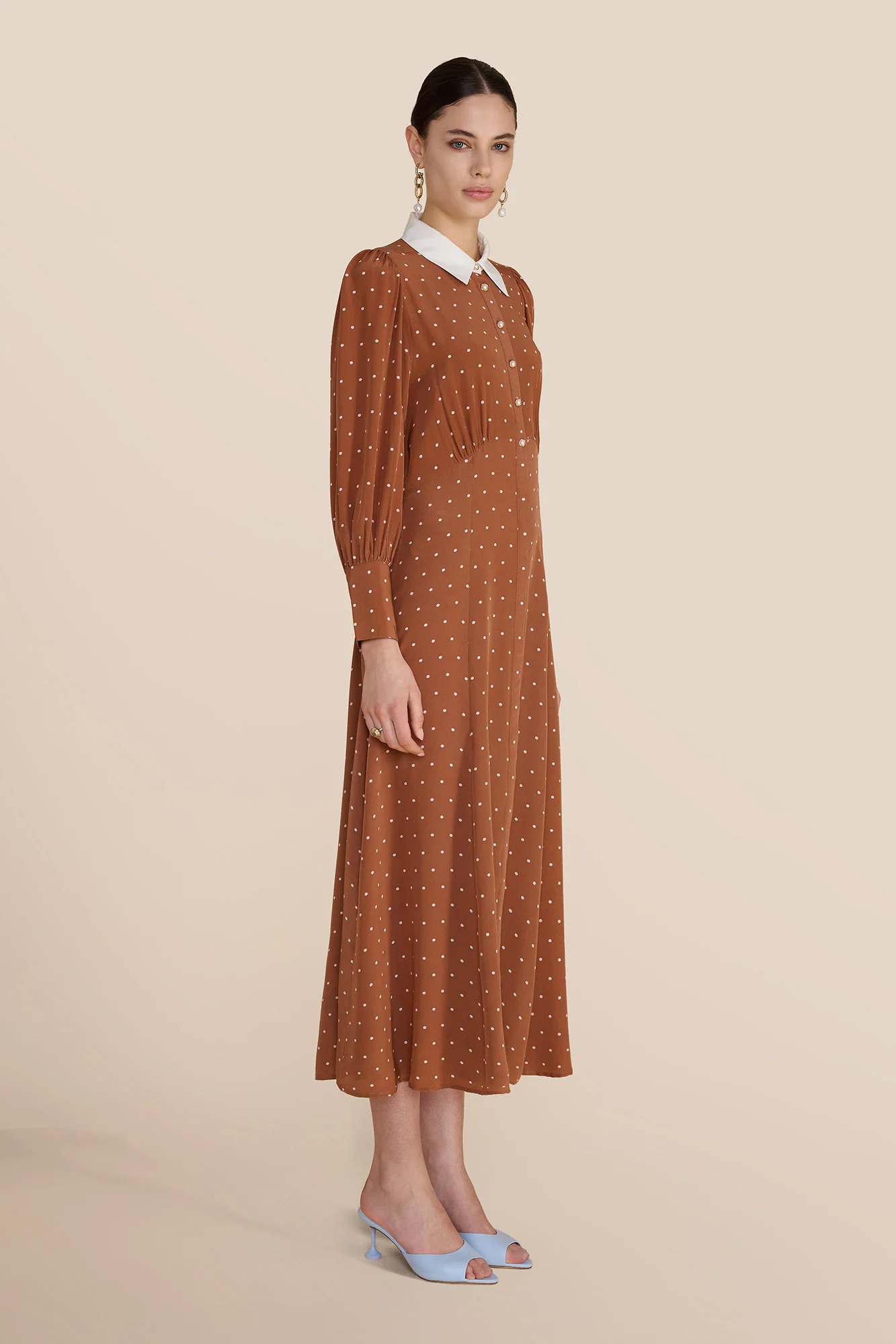 Calla Tan Polka Dot Dress - Image 6