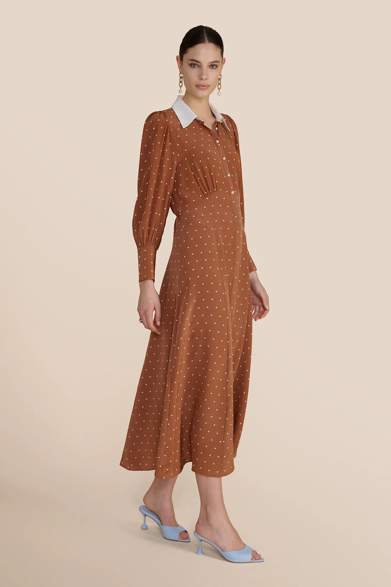 Calla Tan Polka Dot Dress - Image 8