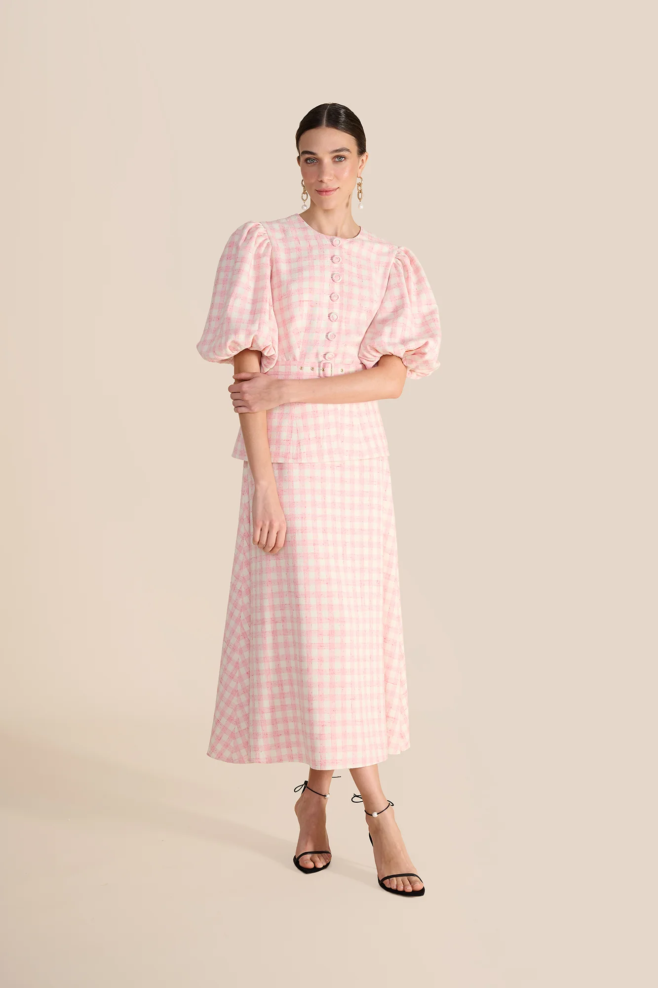 Gabriella Pink & White Tweed Blouse - Image 10