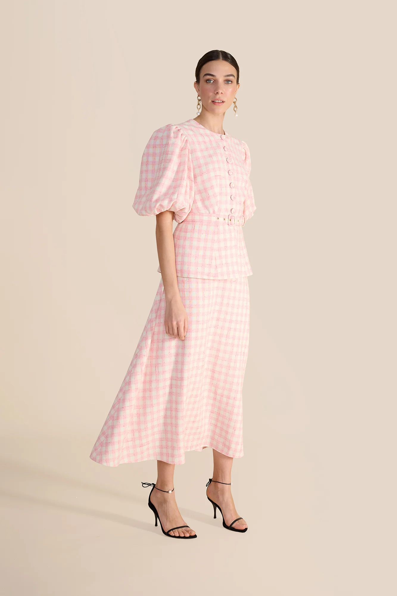 Gabriella Pink & White Tweed Blouse - Image 11