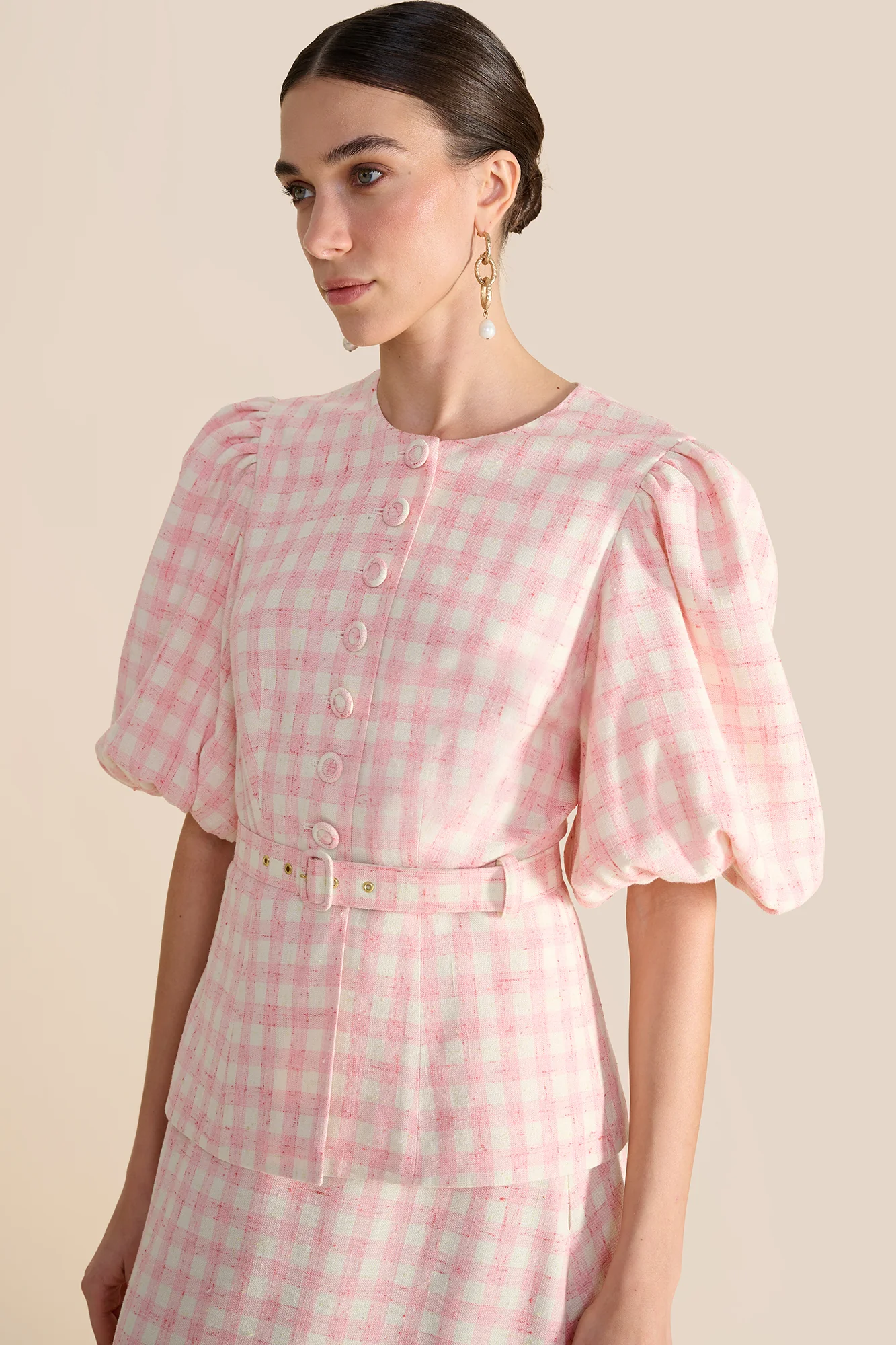 Gabriella Pink & White Tweed Blouse - Image 12