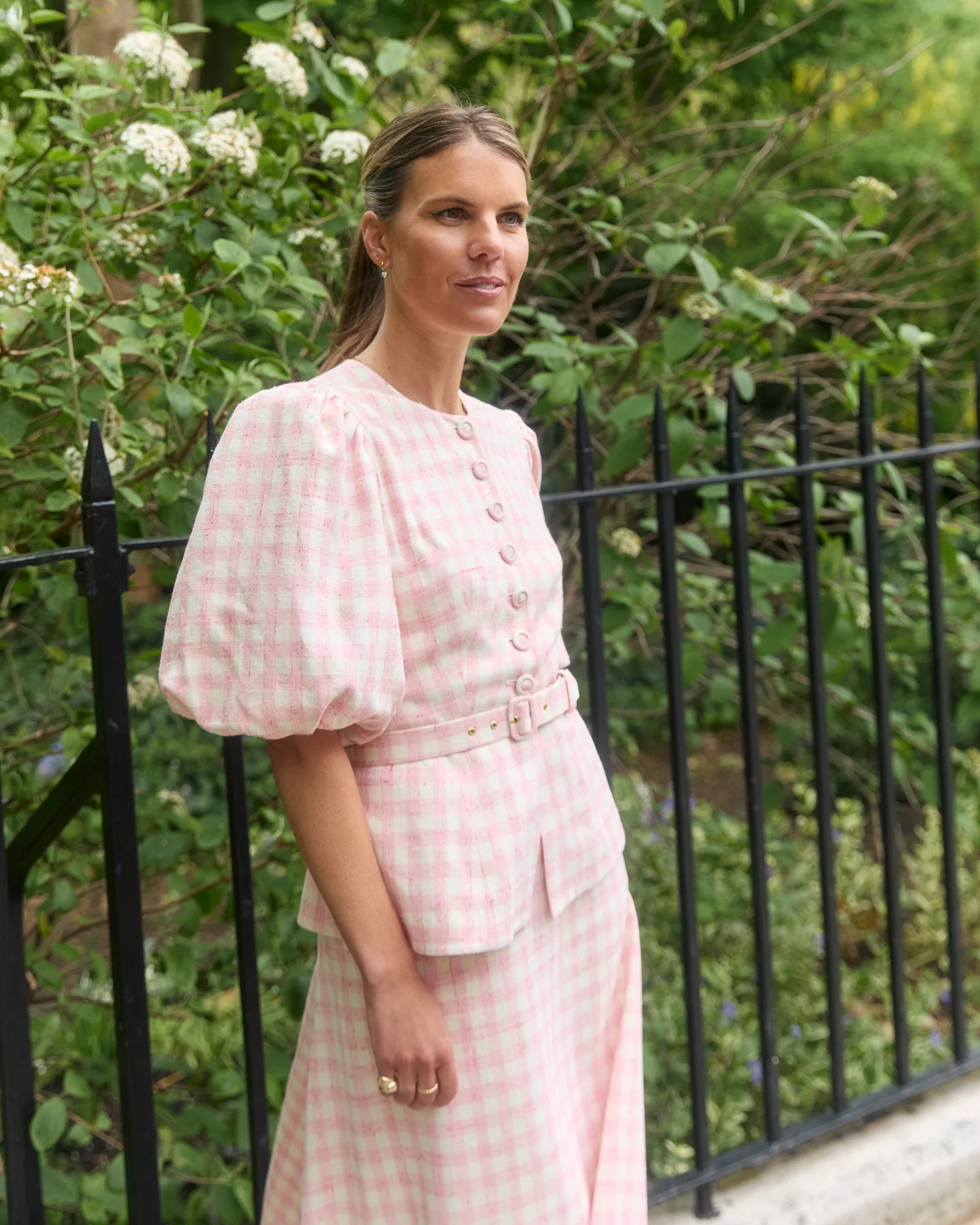 Gabriella Pink & White Tweed Blouse - Image 3