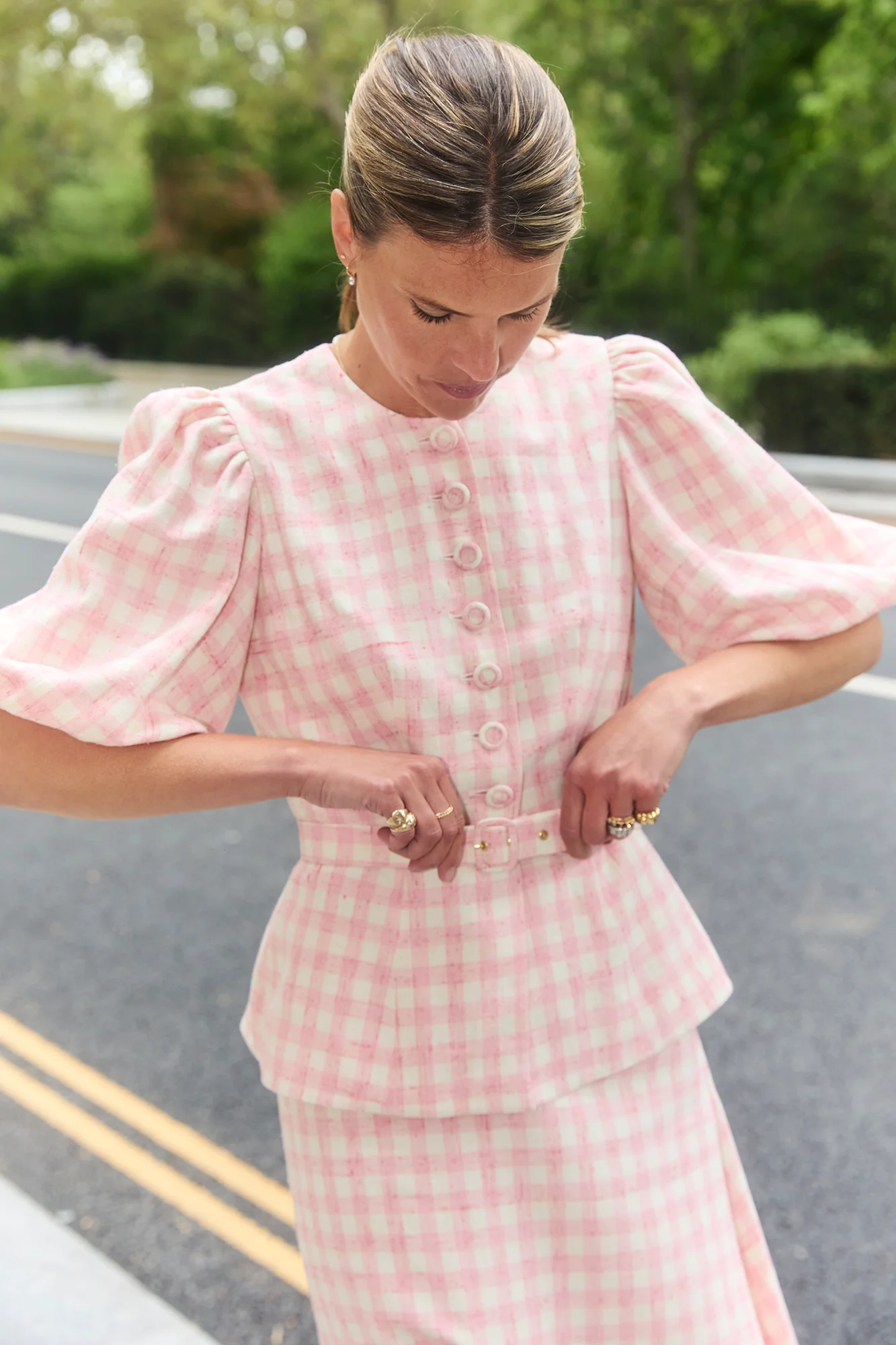 Gabriella Pink & White Tweed Blouse - Image 4