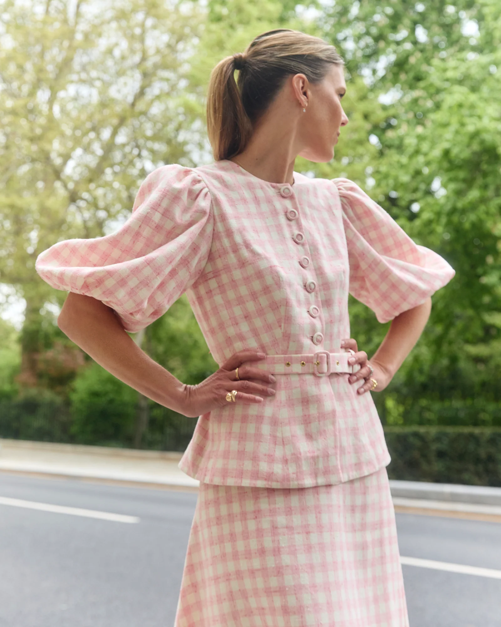 Gabriella Pink & White Tweed Blouse - Image 5