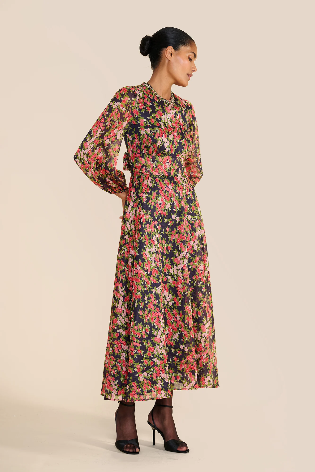 Mikela Navy Japanese Floral Dress - Image 4