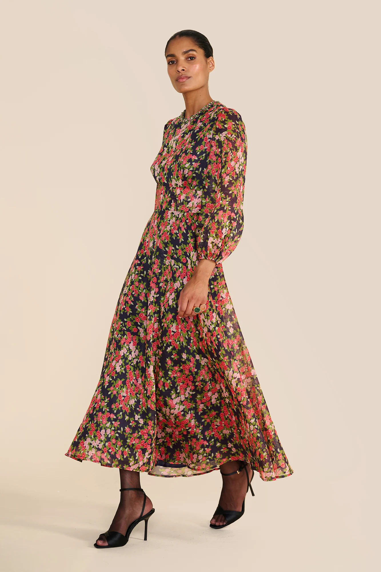 Mikela Navy Japanese Floral Dress - Image 5
