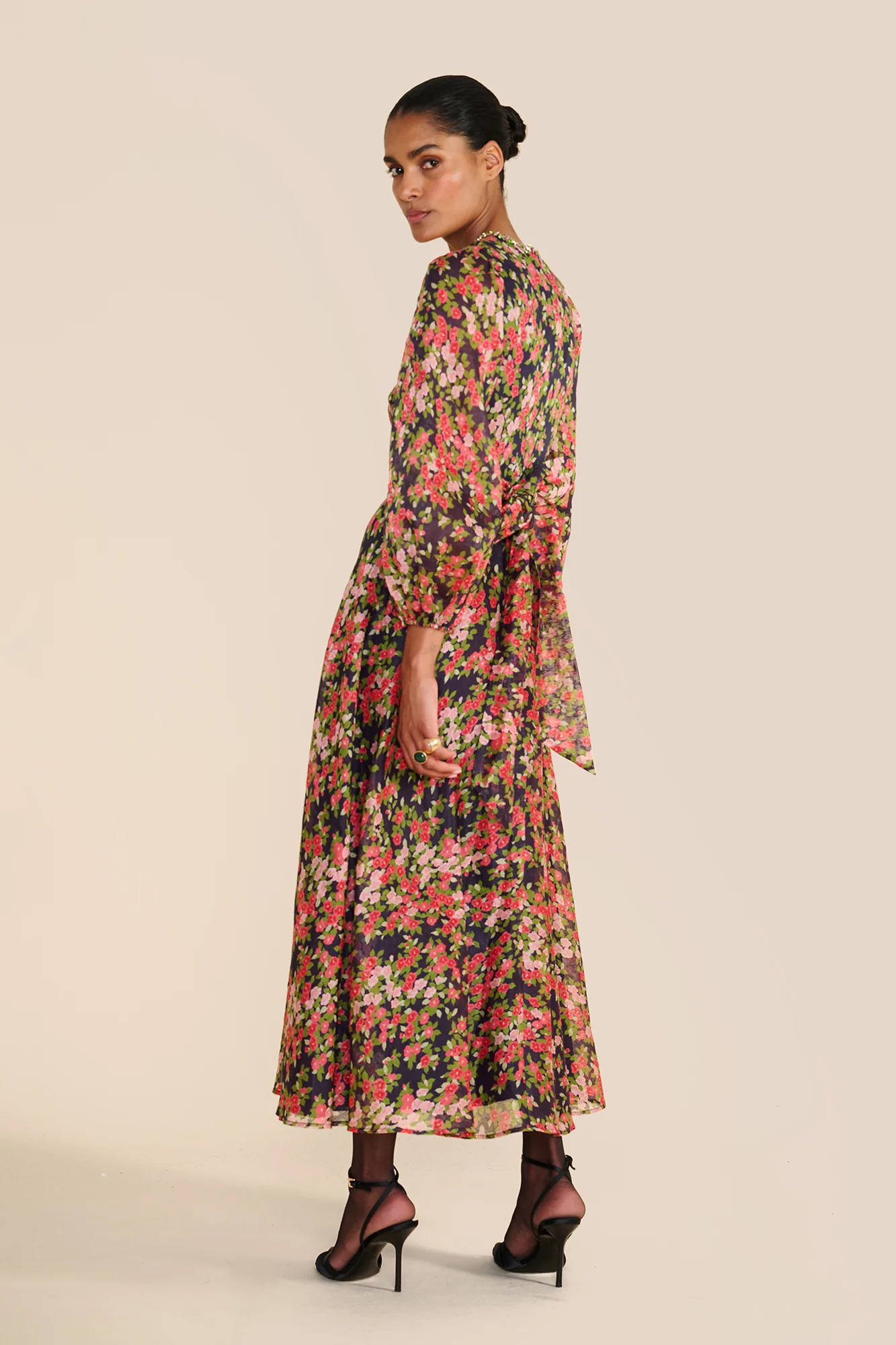Mikela Navy Japanese Floral Dress - Image 7