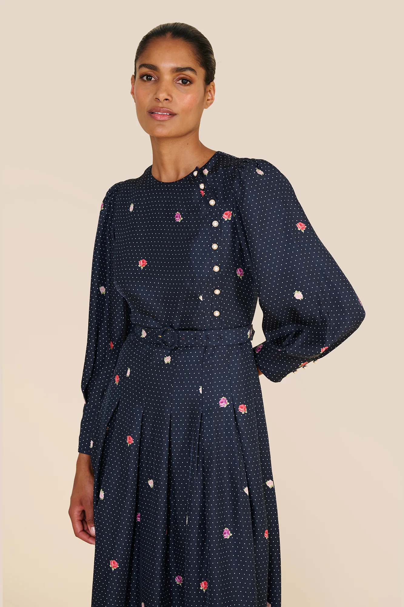 Odette Polka Floral Dress - Image 3