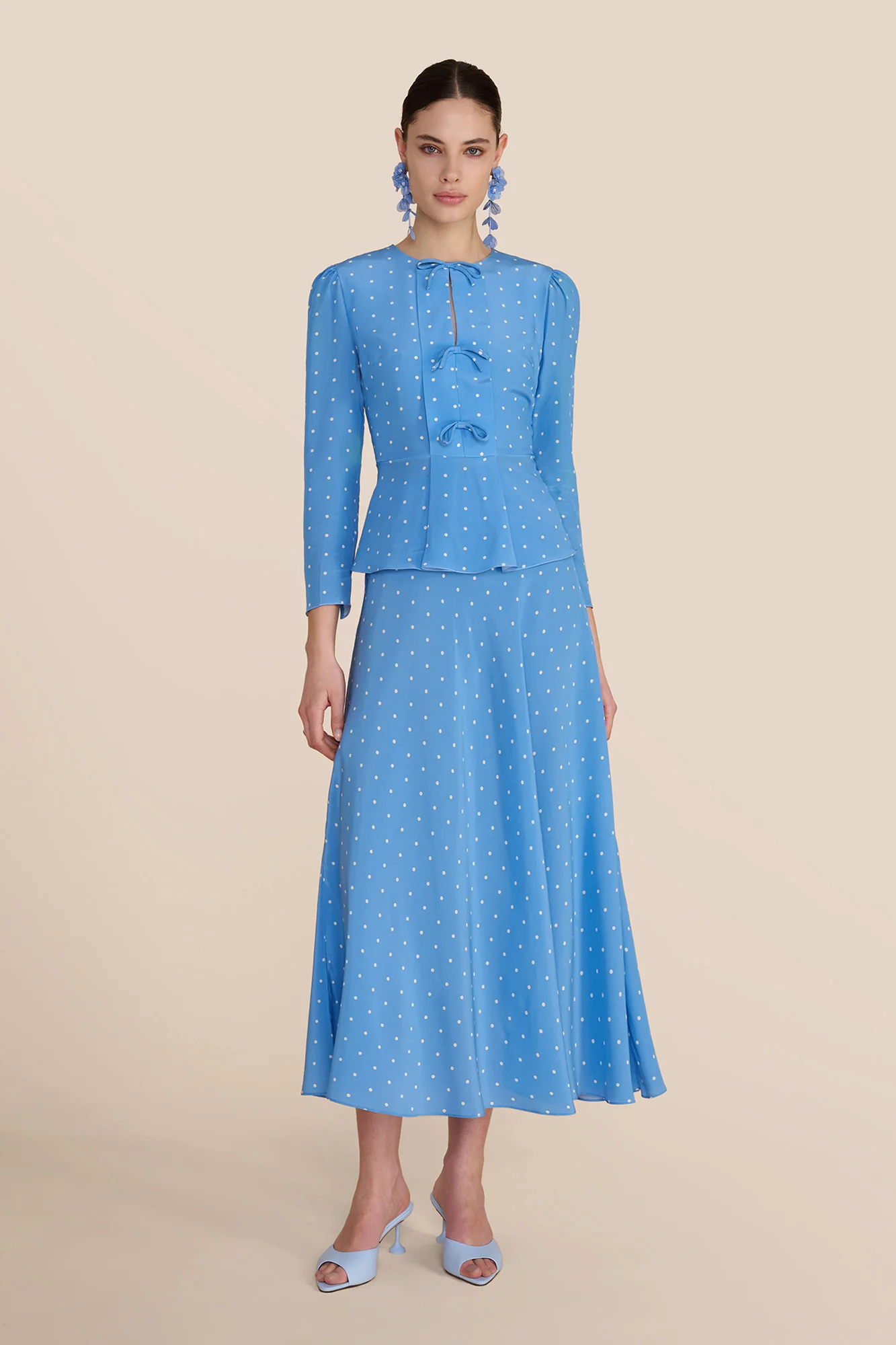Serena Cornflower Polka Dot Blouse - Image 3