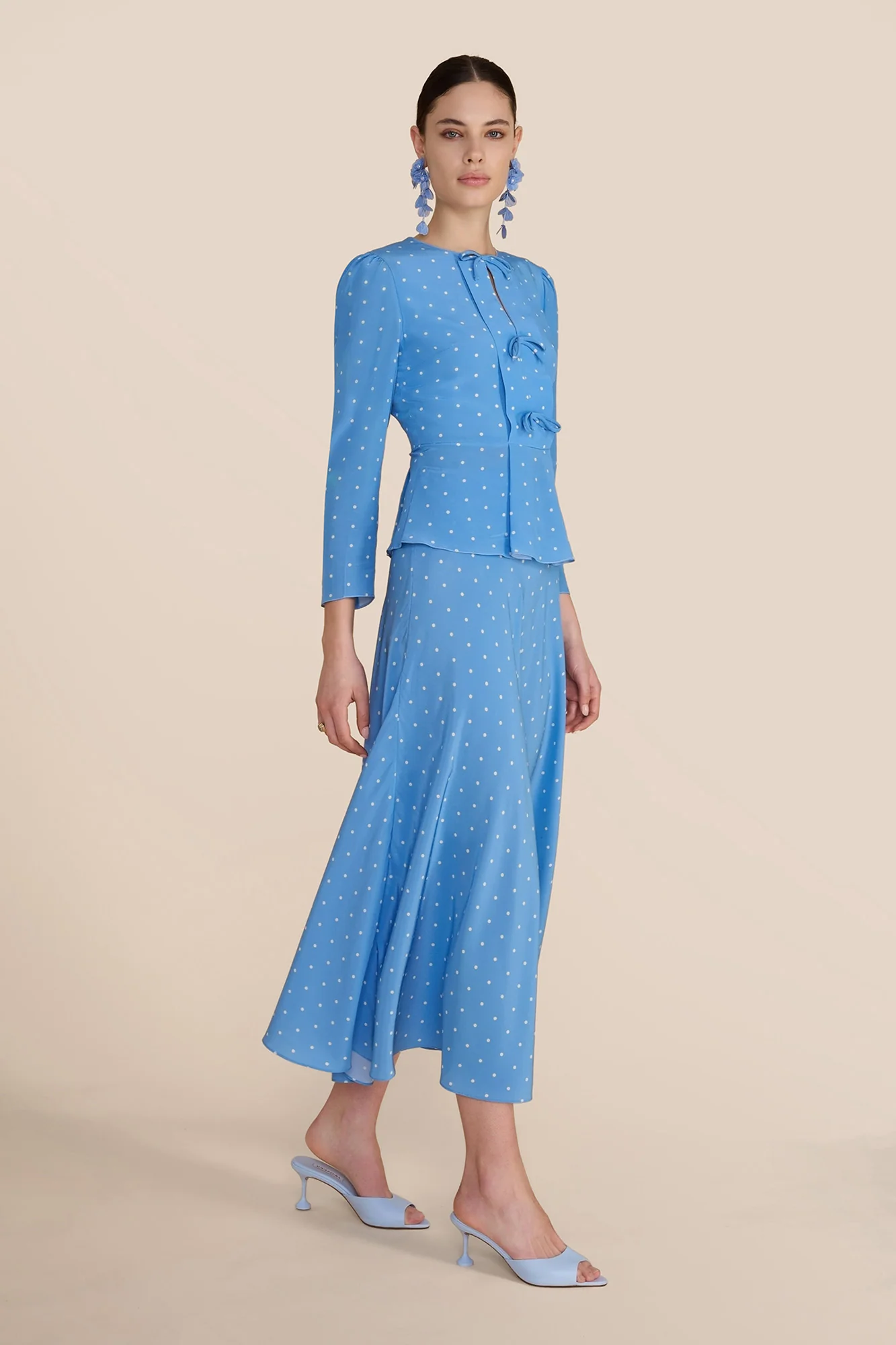 Serena Cornflower Polka Dot Blouse - Image 4