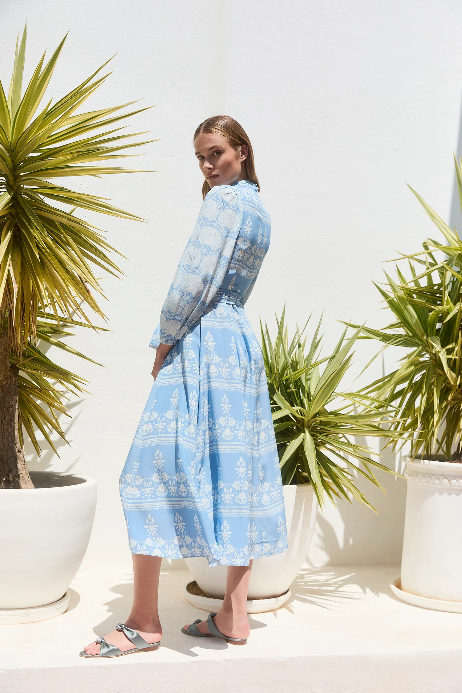 Sonia Cornflower Blouson Sleeve Dress - Image 8