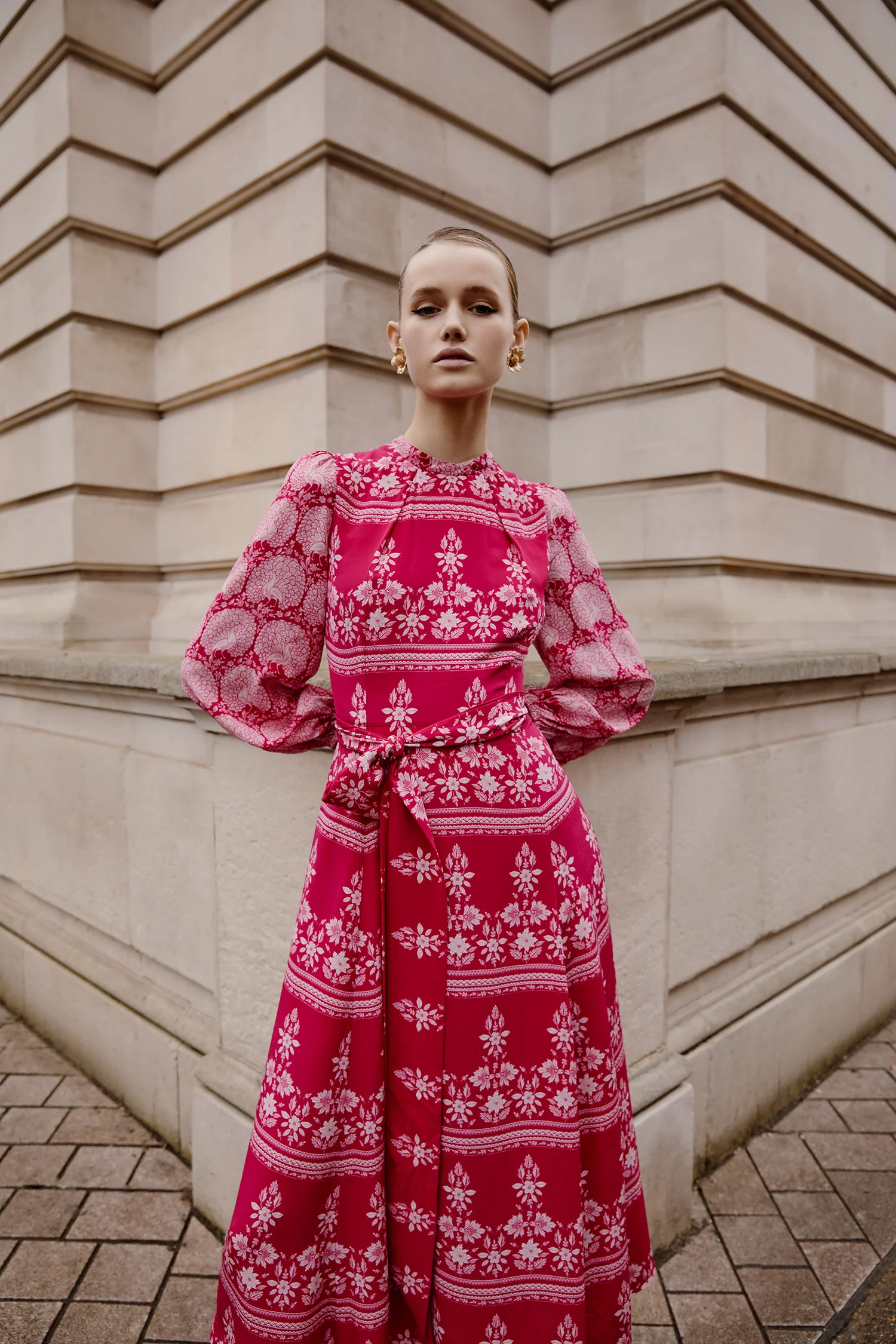 Sonia Blouson Rose Red Dress - Image 3