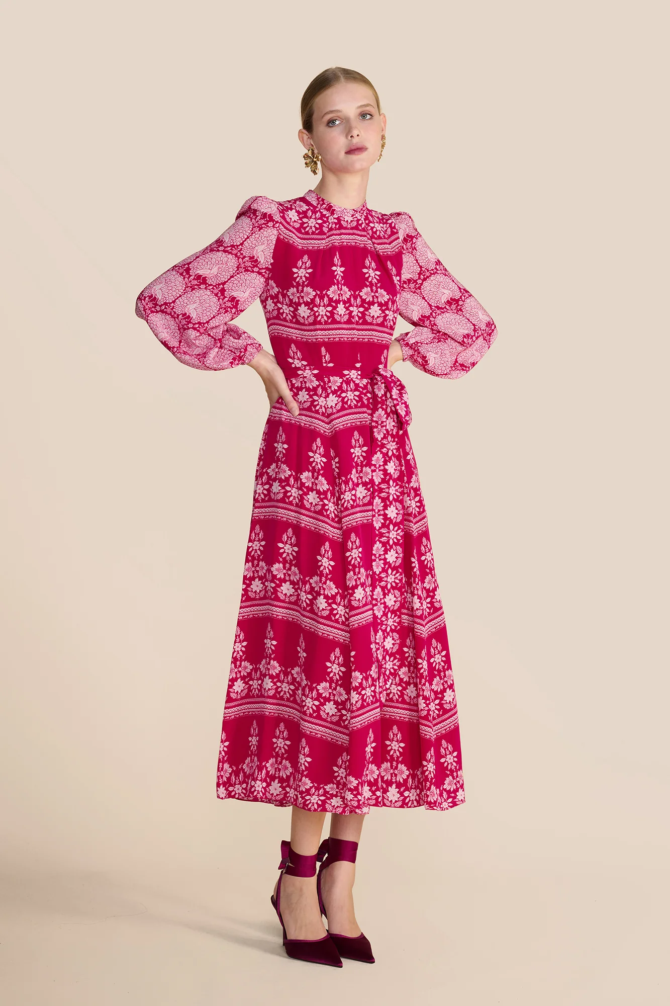 Sonia Blouson Rose Red Dress - Image 5